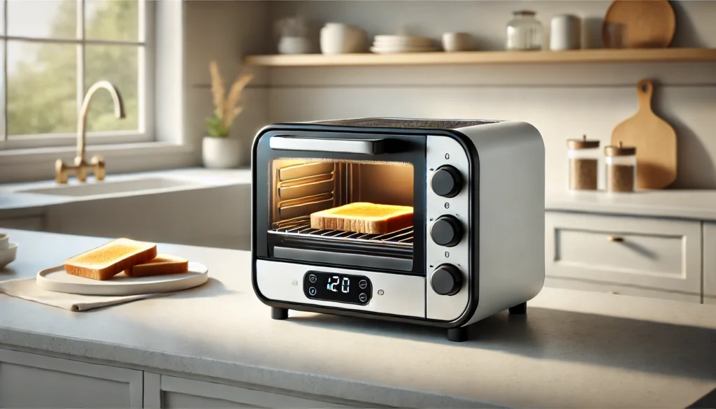 A toaster oven with bread placed on it, representing a basic appliance for preparing toast. What is the Best Small Toaster Oven?