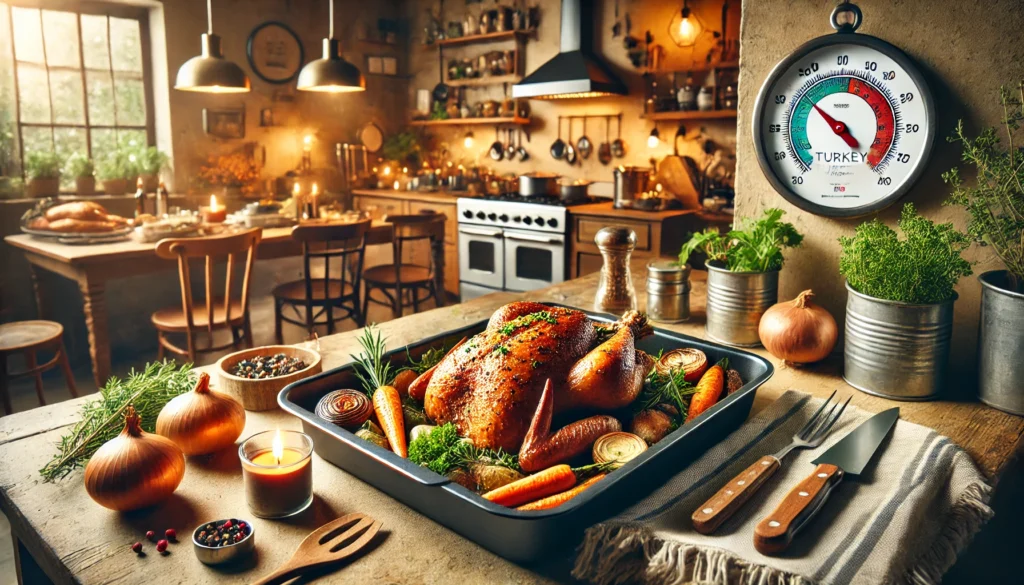 A turkey necks in a pan on a kitchen table, perfect for learning how long to cook turkey necks in the oven.