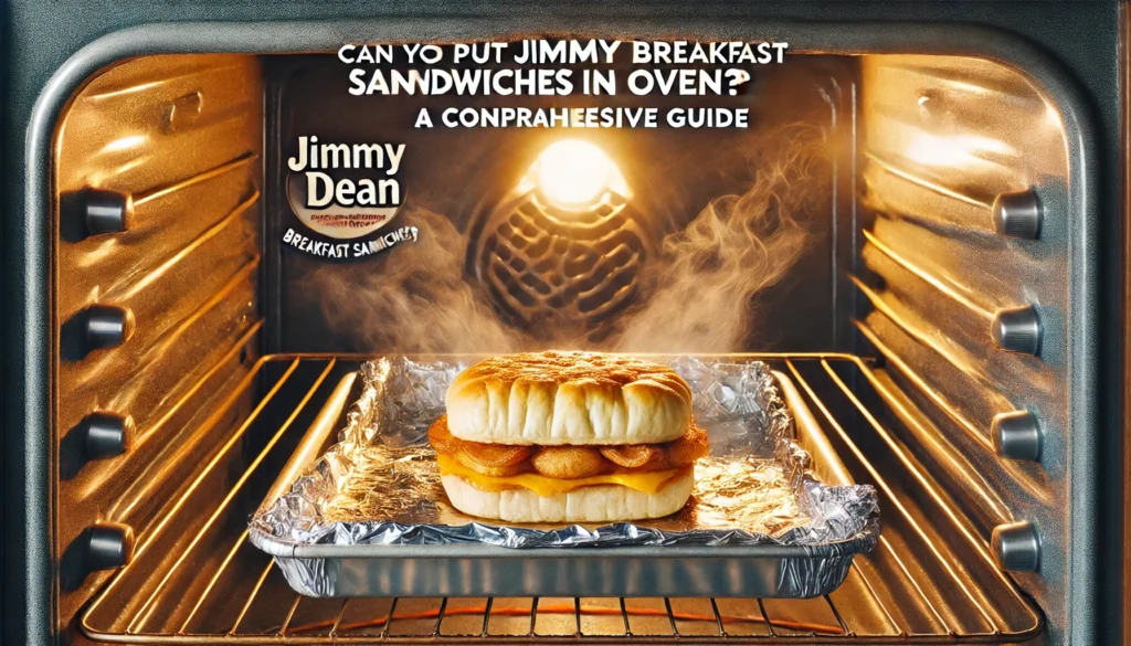 A Jimmy Dean breakfast sandwich on a plate, perfect for a quick meal. Can you put Jimmy Dean breakfast sandwiches in oven?